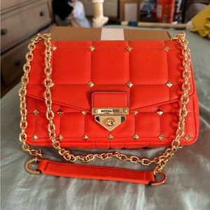 Michael Kors Gold Chain Orange Shoulder Bag